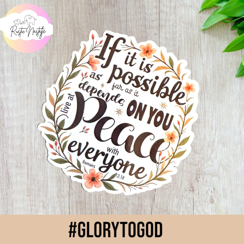 Live at Peace Christian Sticker: Waterproof Vinyl Decal