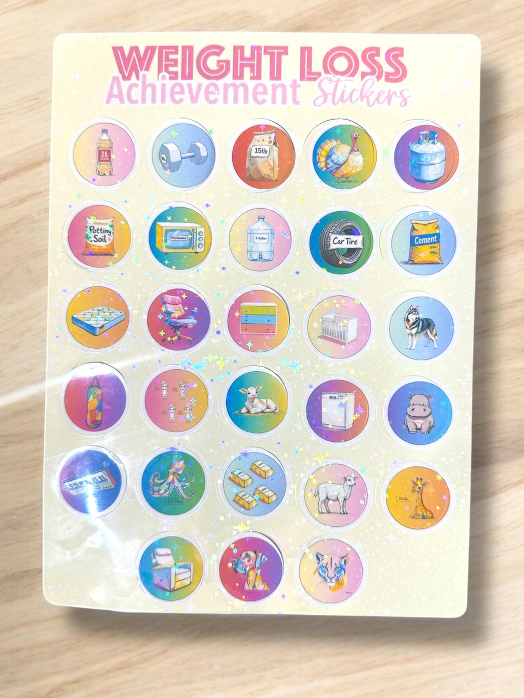 Weight Loss Holographic Stickers: Milestone Tracker, Diet Gift