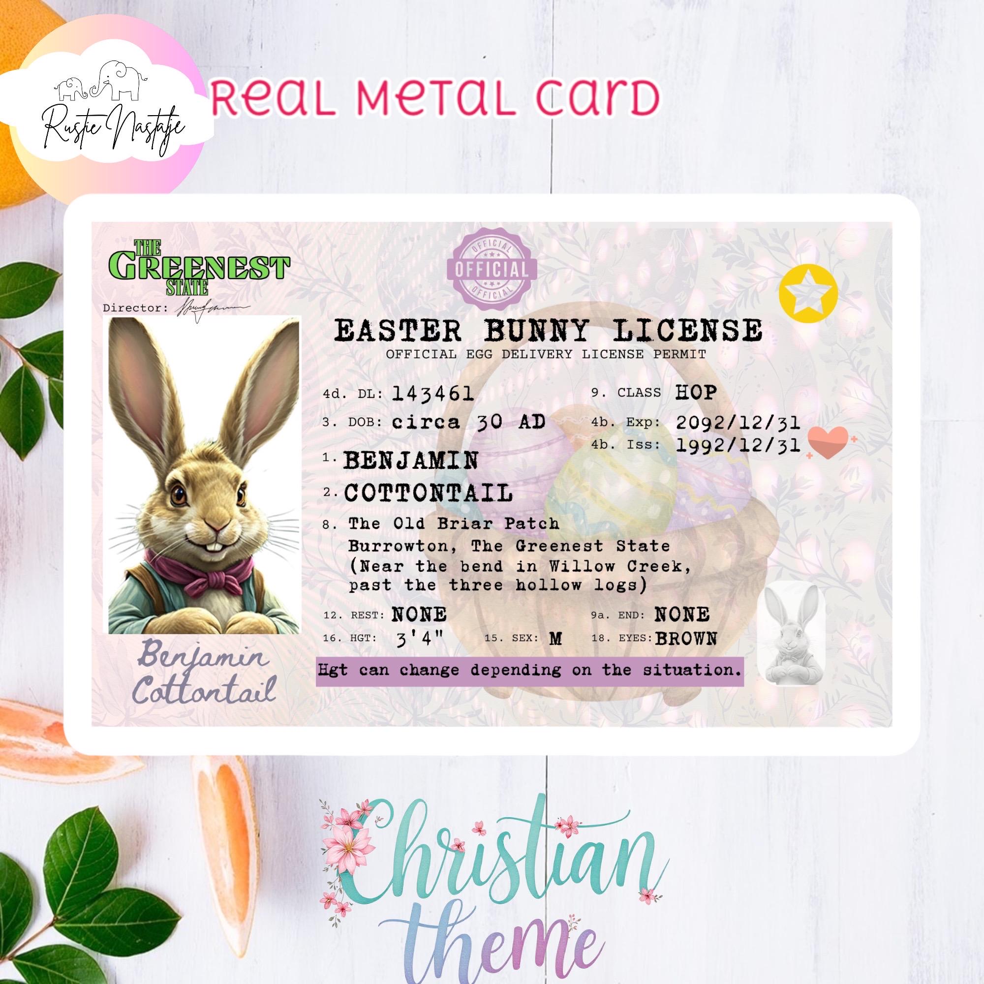 Easter Bunny License: Benjamin Cottontail Metal Card