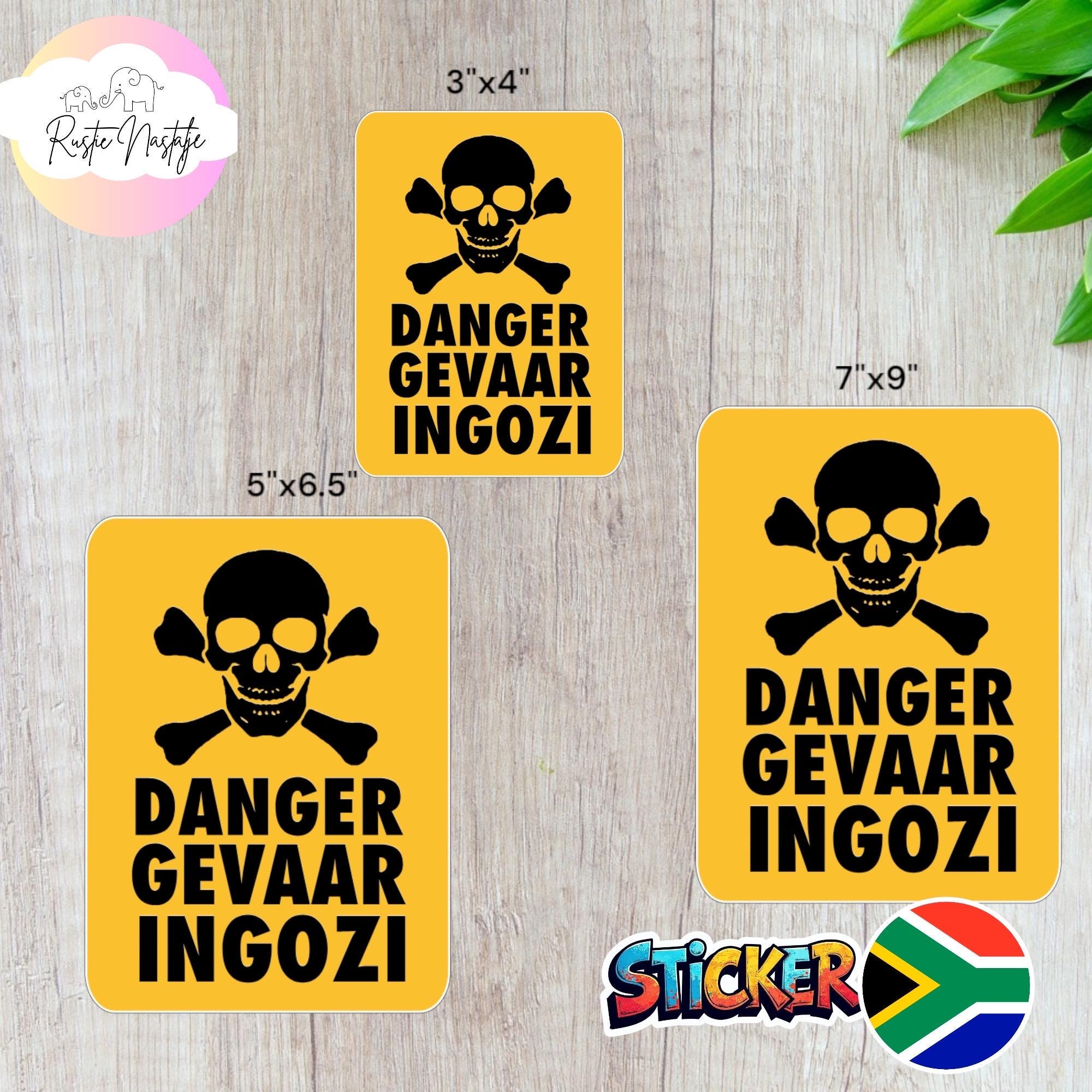 Trilingual Danger Warning Sticker: South Africa Safety Sign