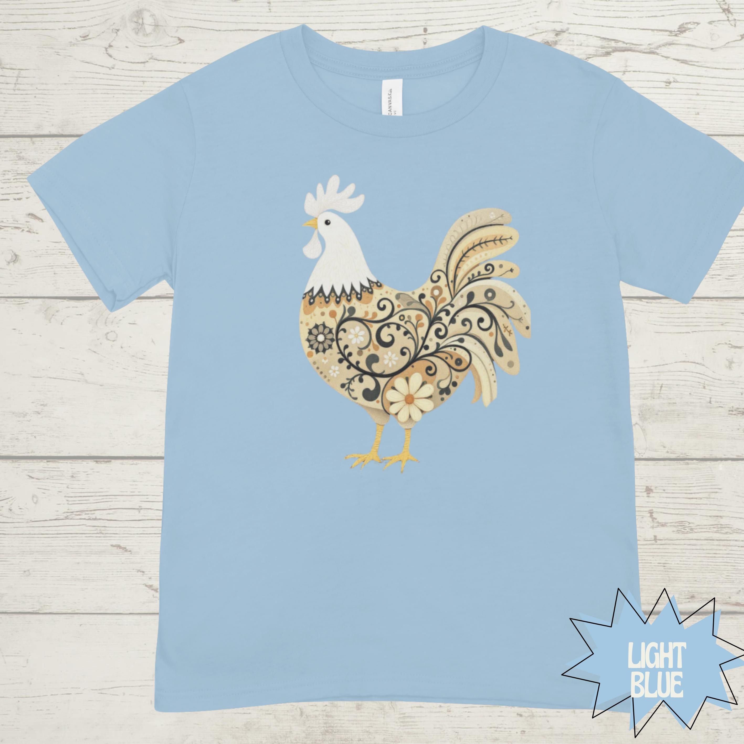 Forrest Green Rooster Shirt: Rustic Farmhouse Cotton Graphic Tee