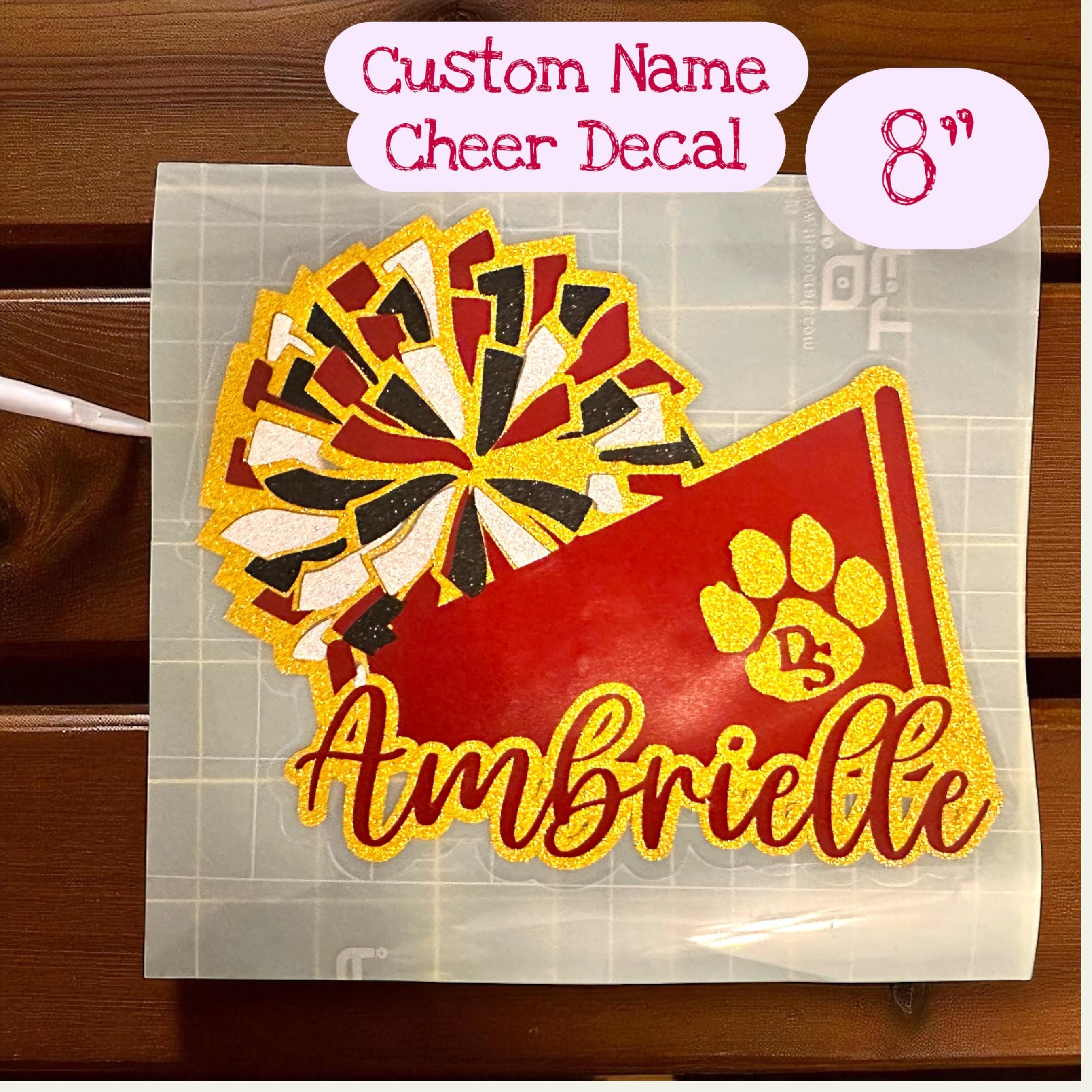 Custom Glitter Cheer Decal: Personalized Megaphone, Team Colors