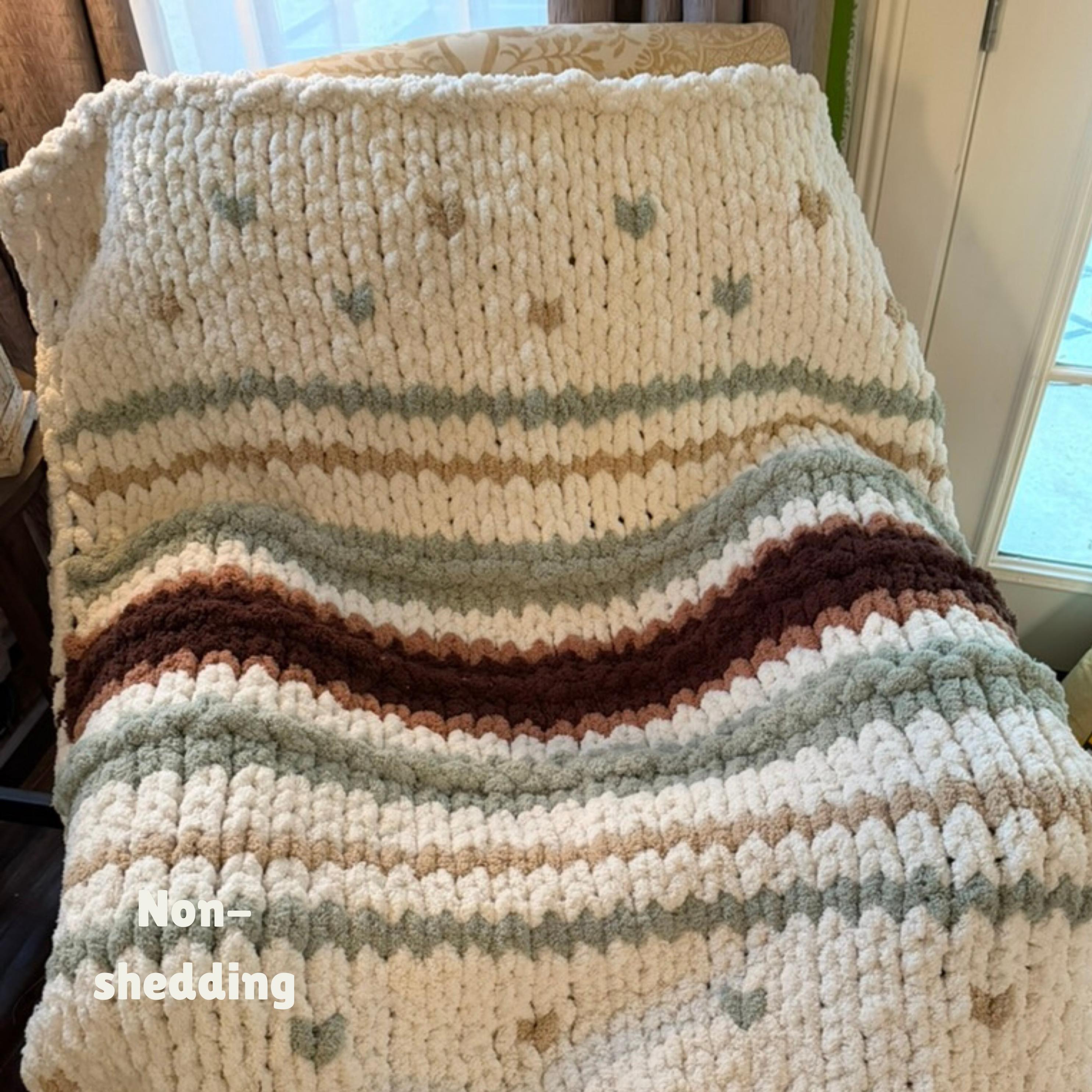 Handmade Chunky Chenille Baby Blanket, Sage Green Forest Nursery Decor, Personalized Leather Patch
