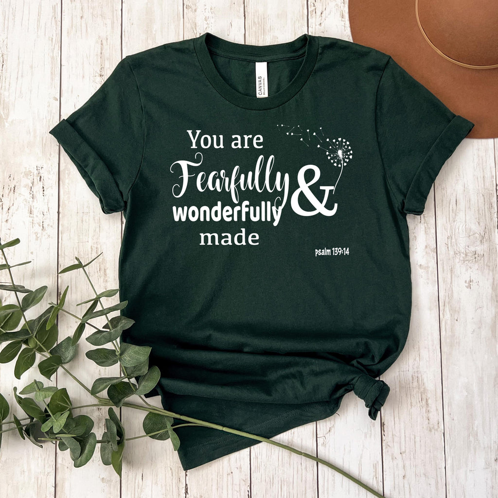 Psalm 139:14 Christian T-Shirt | Fearfully Wonderfully Made Tee