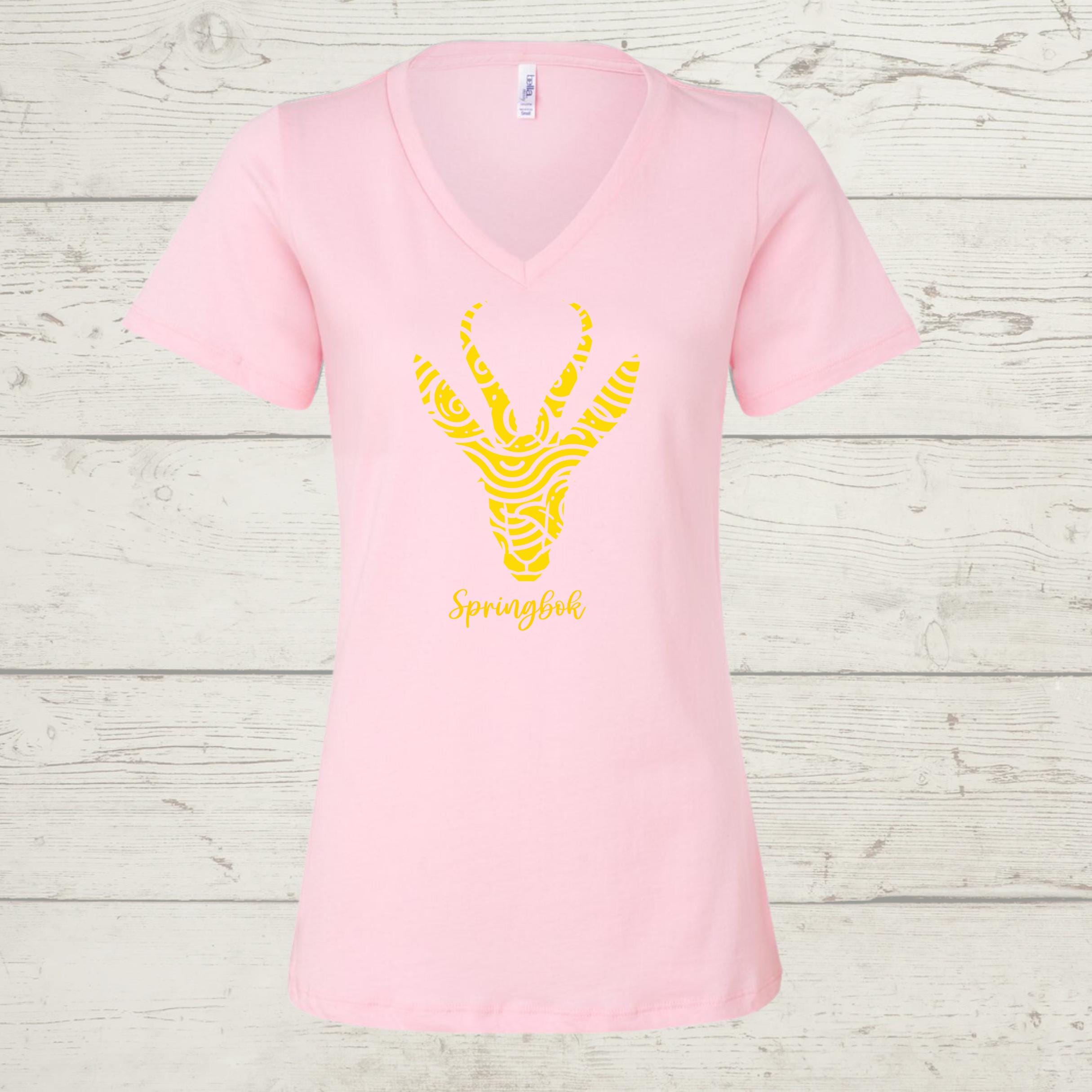 Women's Springbok V-Neck T-Shirt: South African Rugby Fan Tee