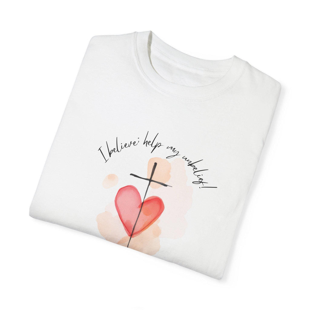 Christian T-Shirt: Watercolor Cross Heart Design, Mom Faith Tee
