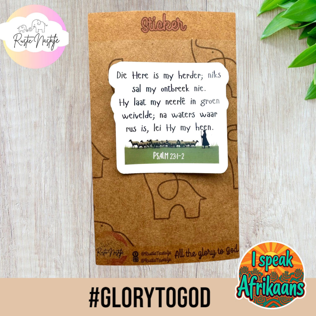 Psalm 23: Afrikaans Bible Verse Sticker - Waterproof Christian Decal