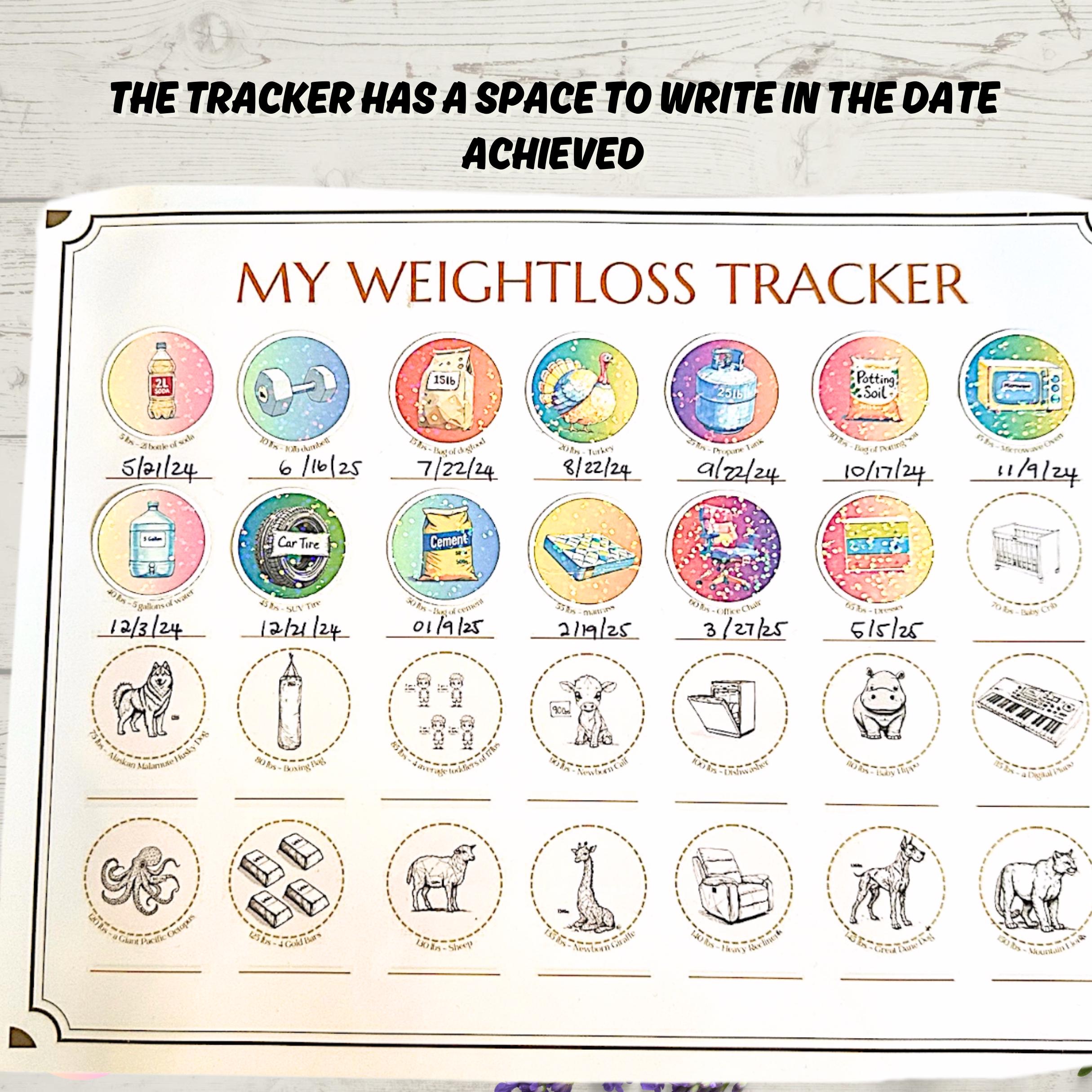 Diet Milestone Gift: Holographic Weight Loss Tracker and Stickers Set