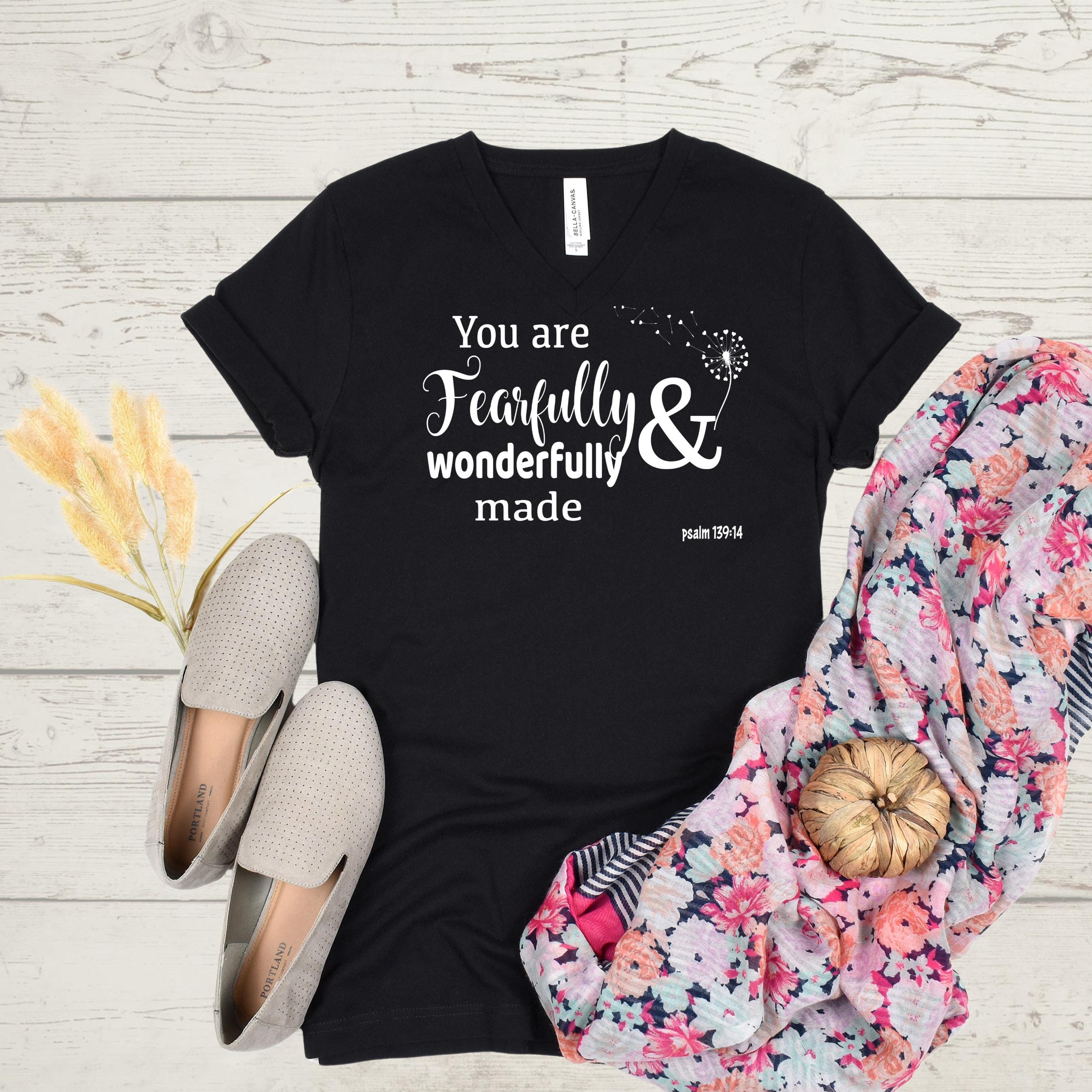 Psalm 139:14 Christian T-Shirt | Fearfully Wonderfully Made Tee