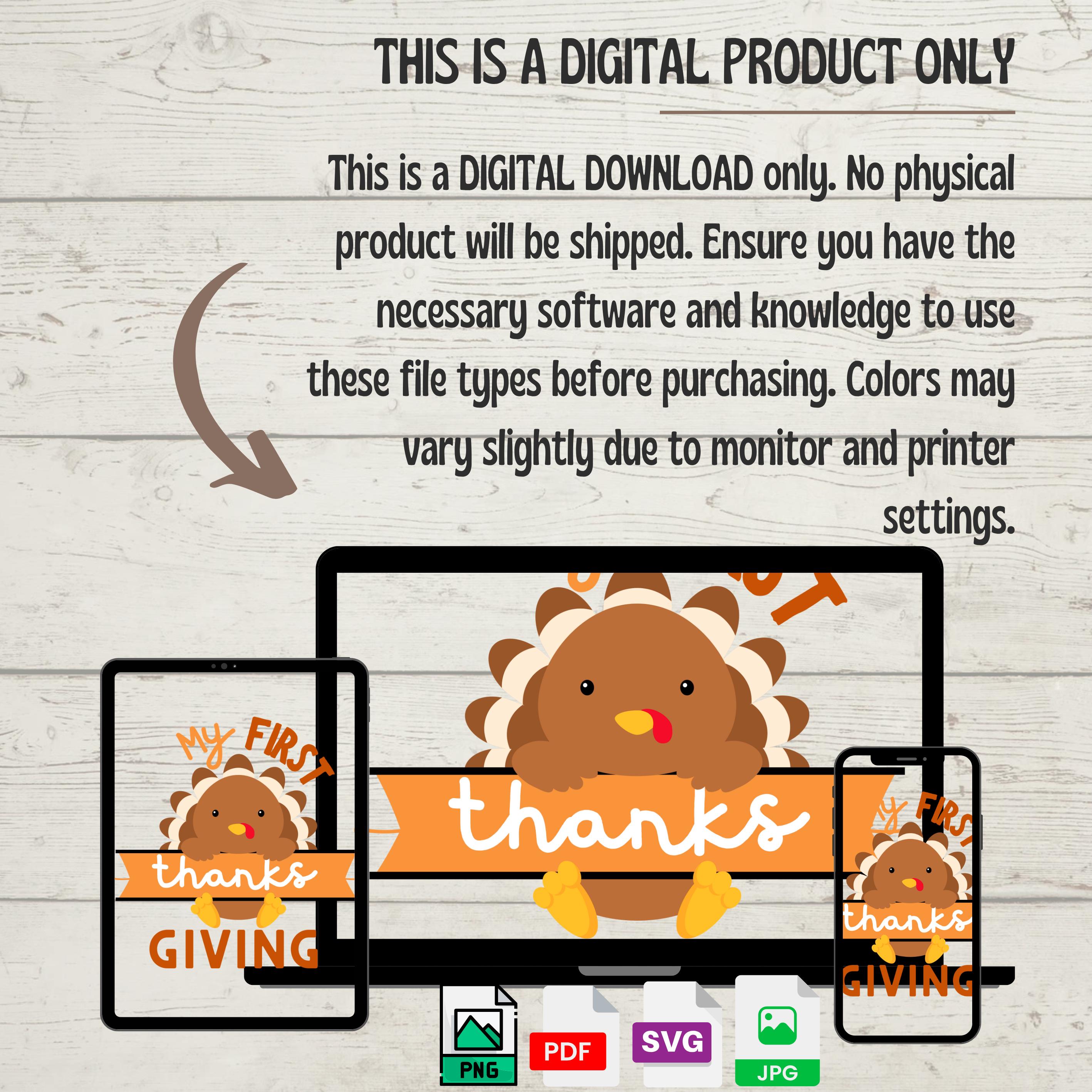 My First Thanksgiving SVG: Baby Turkey Design (Digital File)