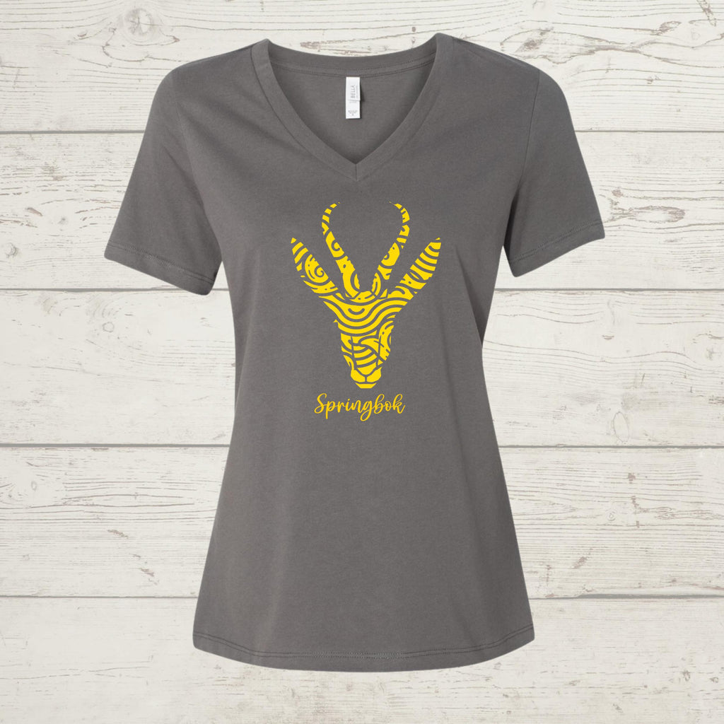 Women's Springbok V-Neck T-Shirt: South African Rugby Fan Tee