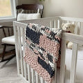 Personalized Chunky Knit Baby Blanket - Pink & Grey Nursery Bedding - Custom Name Stroller Throw - Newborn Girl Gift - The Gracie