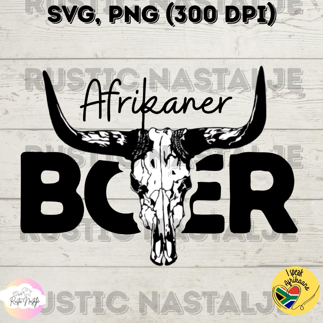 Afrikaner Boer Bull Skull SVG: South African Heritage (Digital Download)