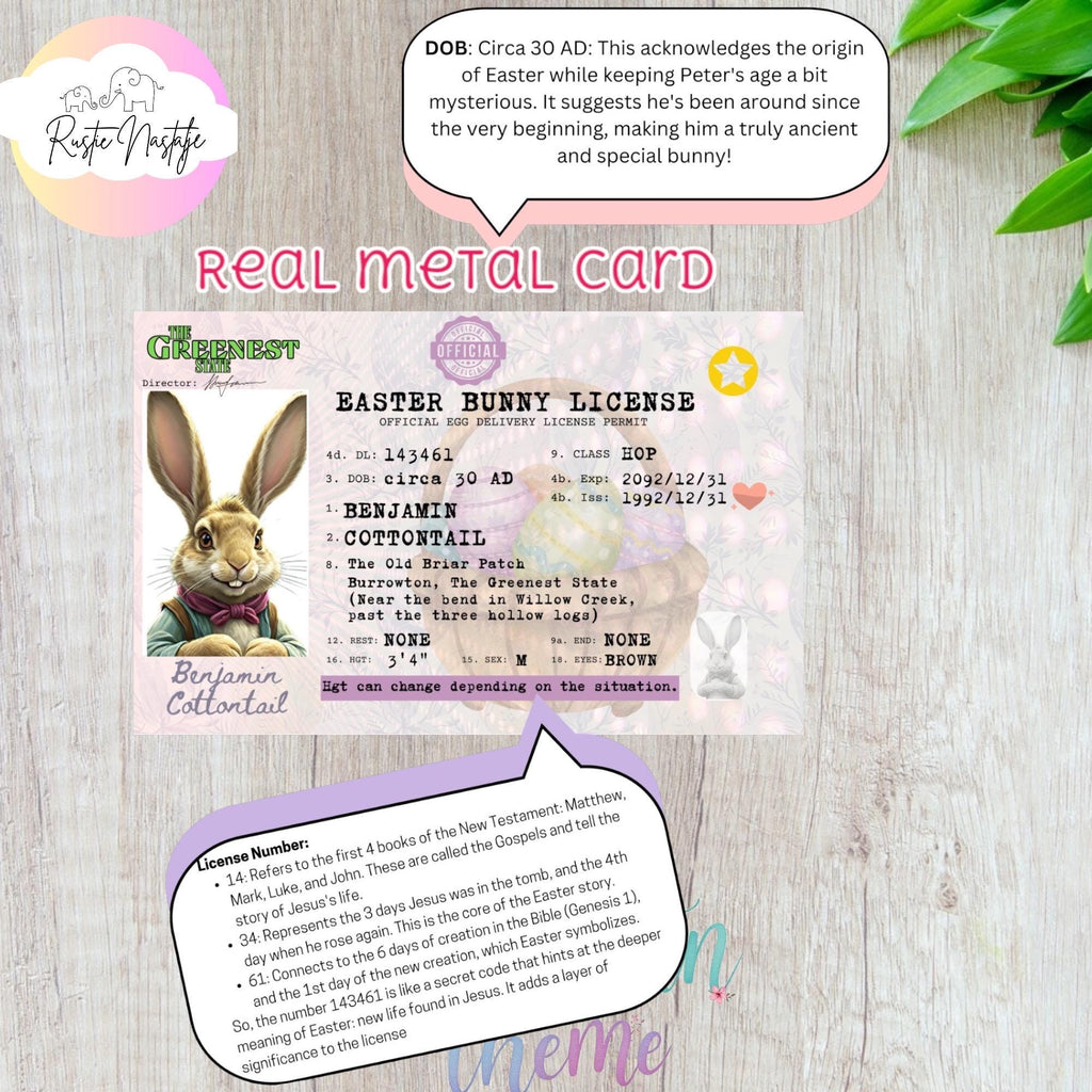 Easter Bunny License Metal Card: Collectible Easter Gift