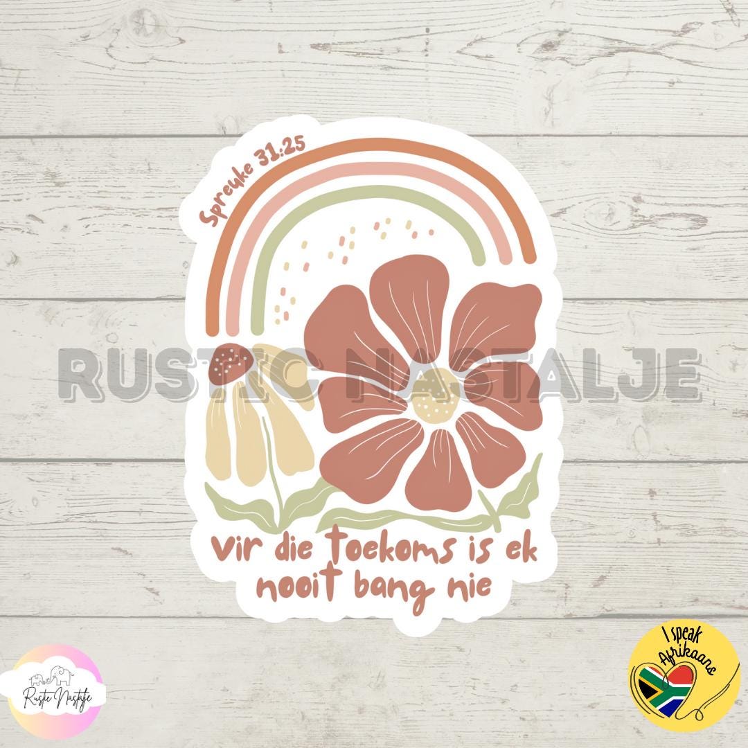 Afrikaans Christian T-Shirt: Boho Floral 'Vir die toekoms'