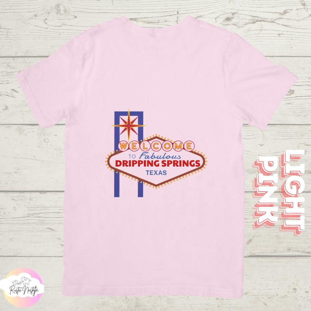 Dripping Springs Texas T-Shirt: Retro Welcome Sign, Unisex Fit