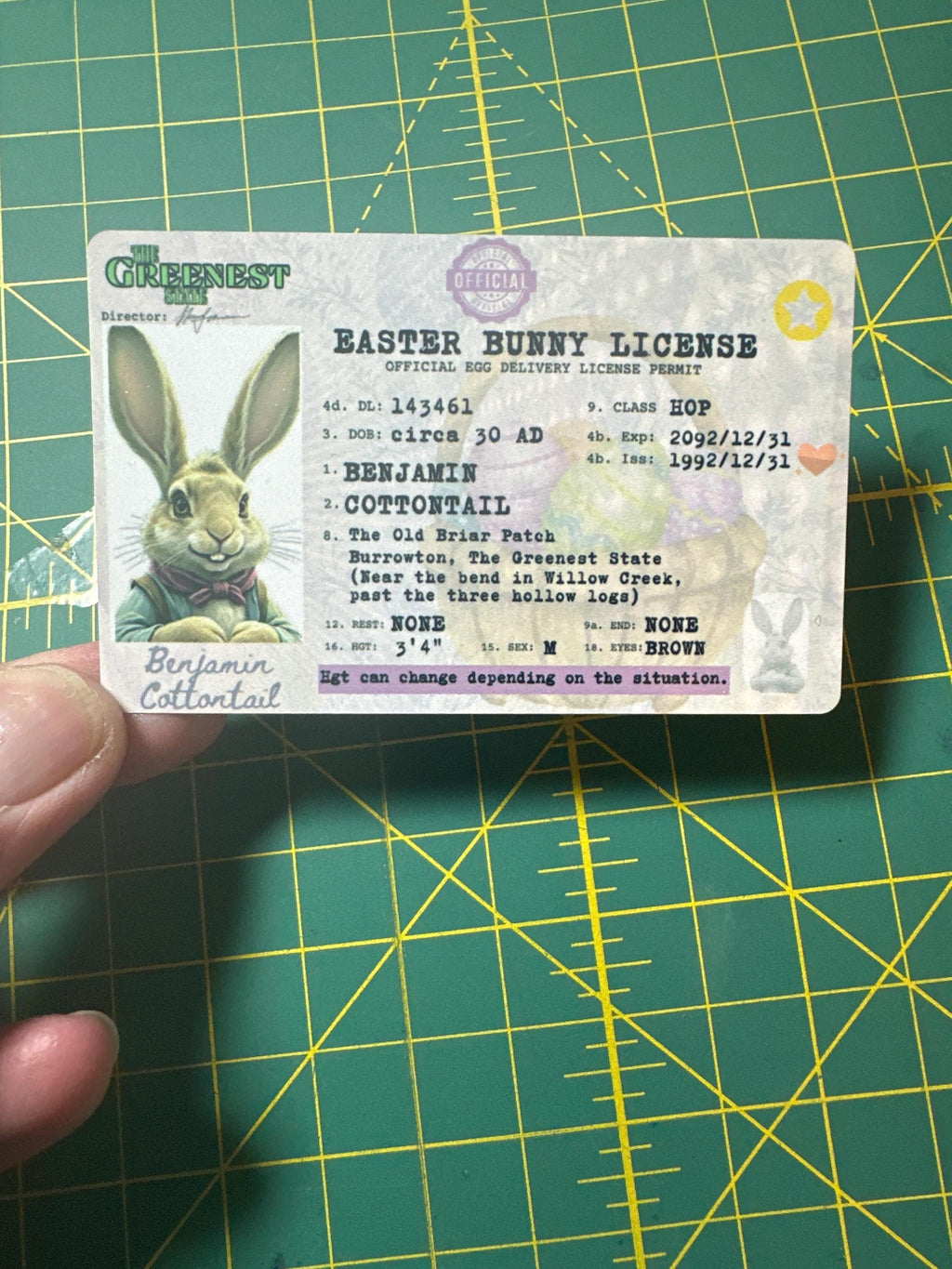Easter Bunny License: Benjamin Cottontail Metal Card